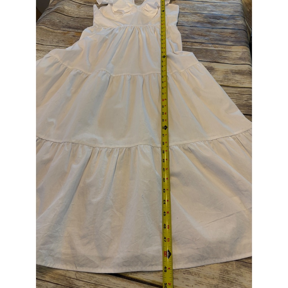 Francescas NWT Small White Ruffle Tiered Midi Dress Cottagecore Feminine  Girly - Picture 7 of 8